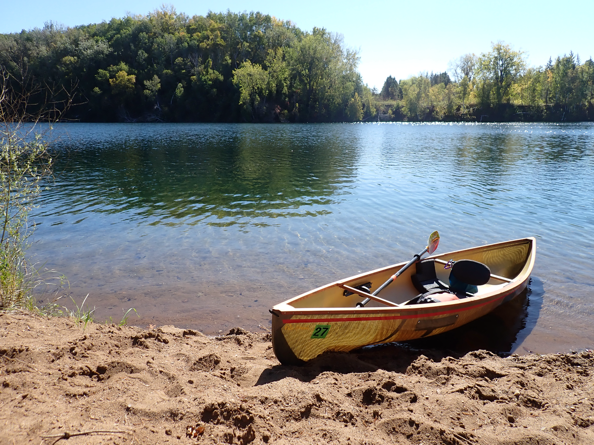 Canoeing up at Cayuna State Rec Area. It's an old mining pit, deep and clear lakes.